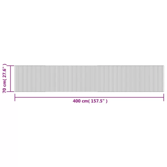 négyszögletű sötétbarna bambusz szőnyeg 70 x 400 cm