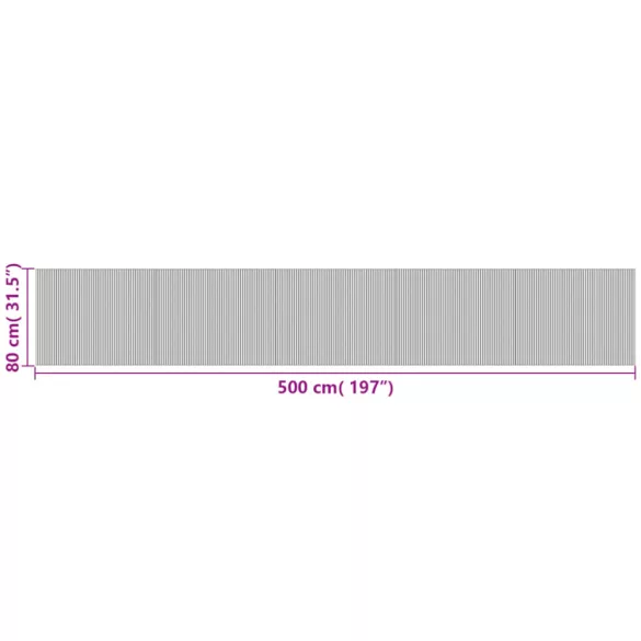négyszögletű sötétbarna bambusz szőnyeg 80 x 500 cm