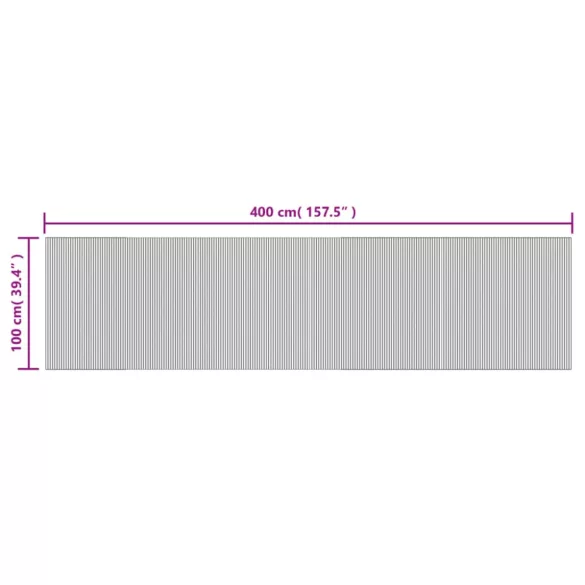 négyszögletű barna bambusz szőnyeg 100 x 400 cm