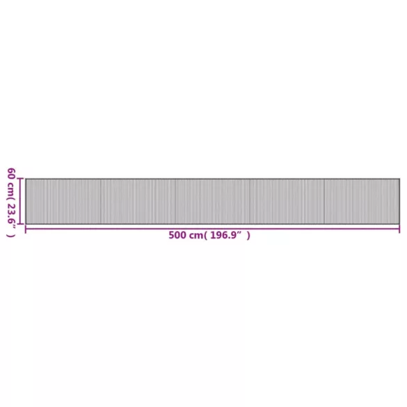 négyszögletű barna bambusz szőnyeg 60 x 500 cm