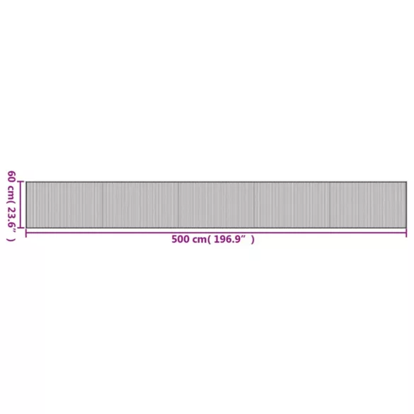 négyszögletű sötétbarna bambusz szőnyeg 60 x 500 cm