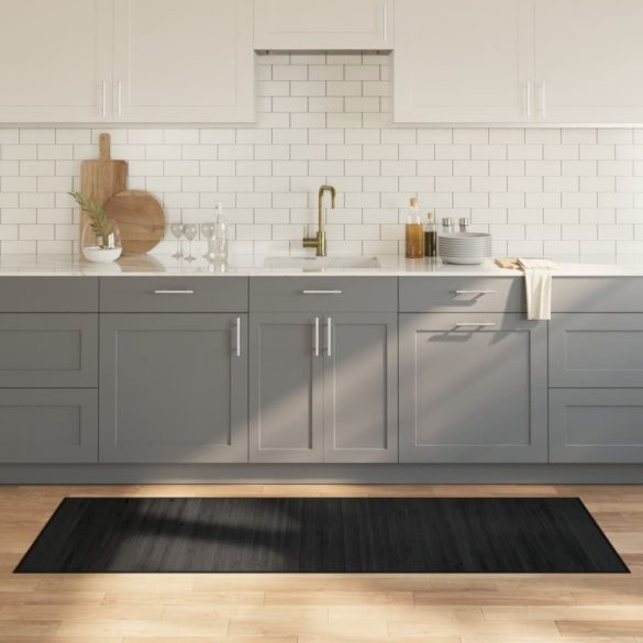 négyszögletű fekete bambusz szőnyeg 70 x 200 cm