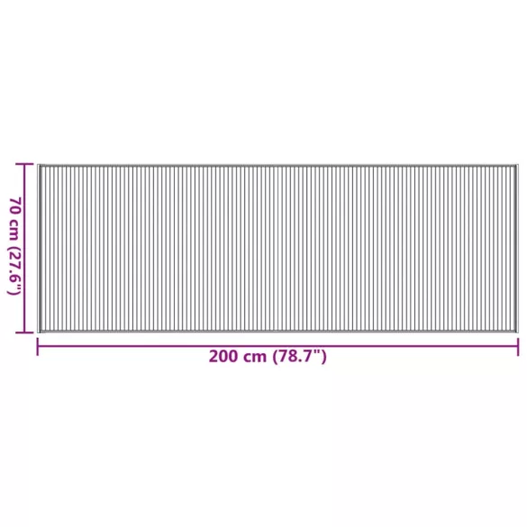 négyszögletű sötétbarna bambusz szőnyeg 70 x 200 cm