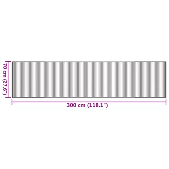 négyszögletű természetes bambusz szőnyeg 70 x 300 cm