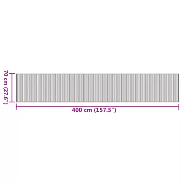 négyszögletű szürke bambusz szőnyeg 70 x 400 cm