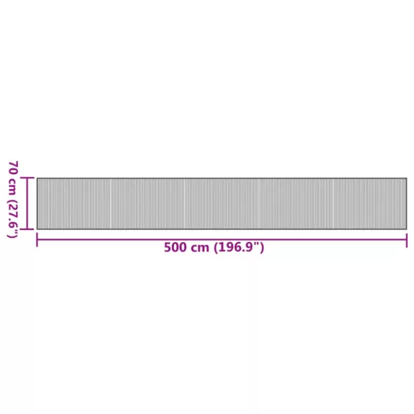 négyszögletű fekete bambusz szőnyeg 70 x 500 cm