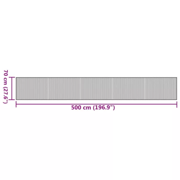 négyszögletű szürke bambusz szőnyeg 70 x 500 cm
