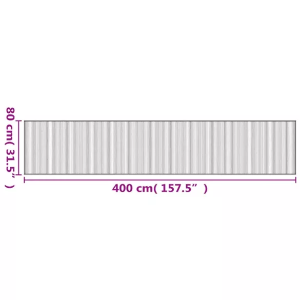 négyszögletű világos természetes bambusz szőnyeg 80x 400 cm