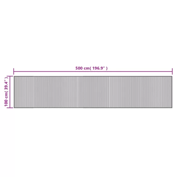 négyszögletű sötétbarna bambusz szőnyeg 100 x 500 cm