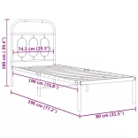 fekete fém ágykeret fejtámlával 75 x 190 cm