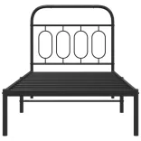 fekete fém ágykeret fejtámlával 80 x 200 cm