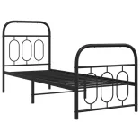 fekete fém ágykeret fej- és lábtámlával 75 x 190 cm