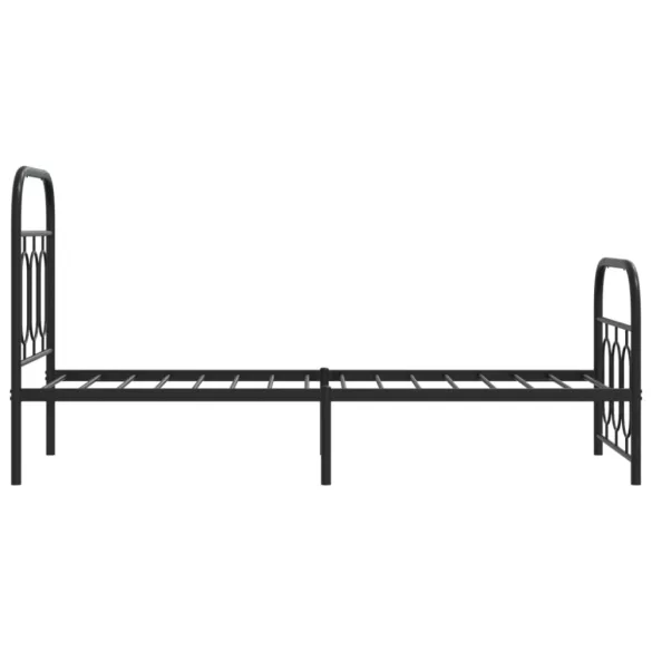 fekete fém ágykeret fej- és lábtámlával 75 x 190 cm
