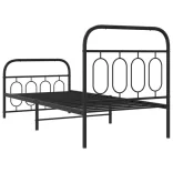 fekete fém ágykeret fej- és lábtámlával 90 x 200 cm