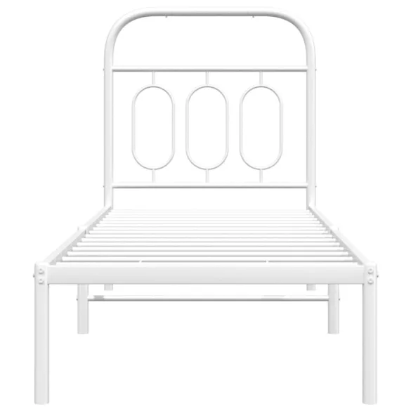 fehér fém ágykeret matrac nélkül fejtámlával 180 x 200 cm