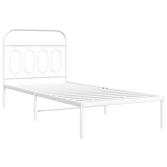 fehér fém ágykeret fejtámlával 80x200 cm