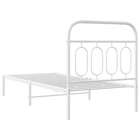 fehér fém ágykeret fejtámlával 80x200 cm