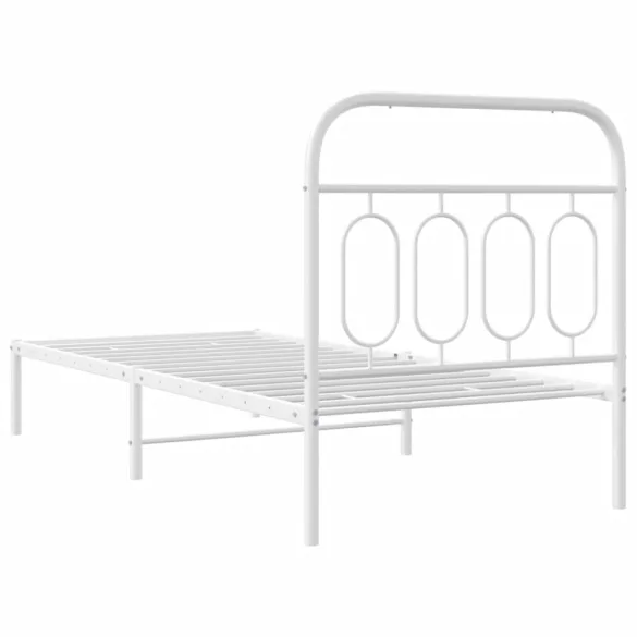 fehér fém ágykeret fejtámlával 90x190 cm