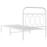 fehér fém ágykeret fejtámlával 90x200 cm