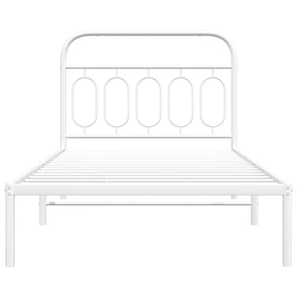 fehér fém ágykeret fejtámlával 100x190 cm