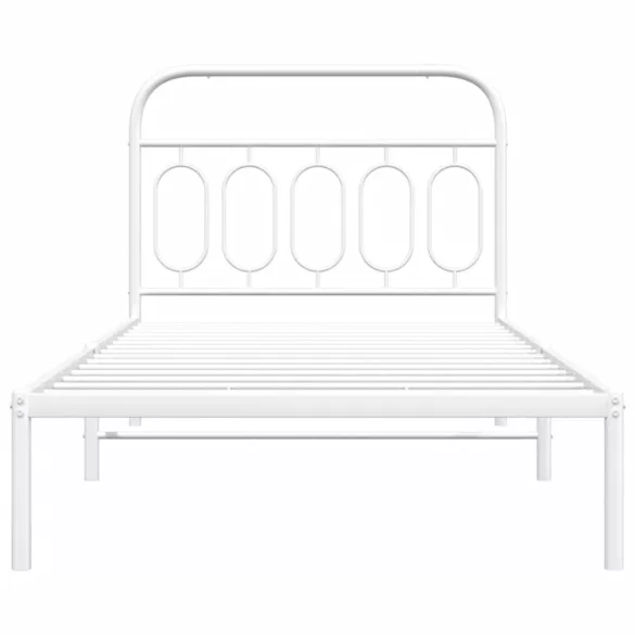 fehér fém ágykeret fejtámlával 100x200 cm