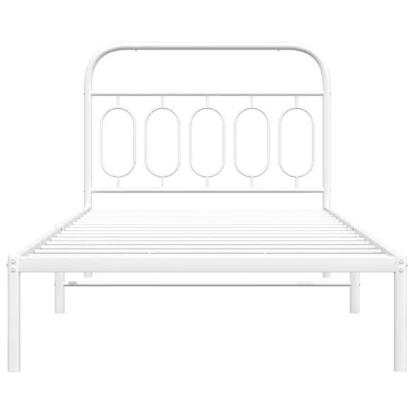 fehér fém ágykeret fejtámlával 107x203 cm