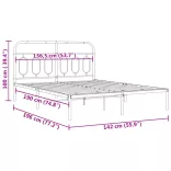 fehér fém ágykeret fejtámlával 135 x 190 cm