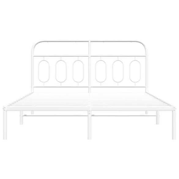 fehér fém ágykeret fejtámlával 140 x 190 cm
