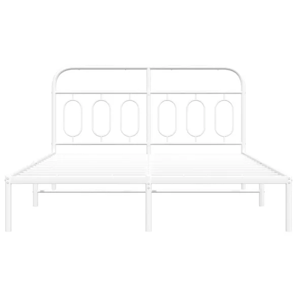 fehér fém ágykeret fejtámlával 140 x 200 cm