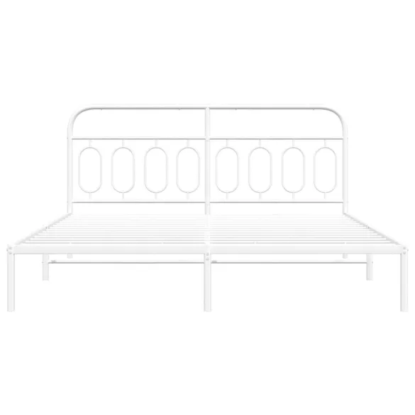 fehér fém ágykeret fejtámlával 160 x 200 cm