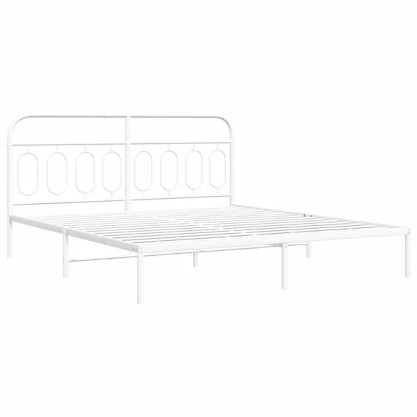fehér fém ágykeret fejtámlával 183 x 213 cm