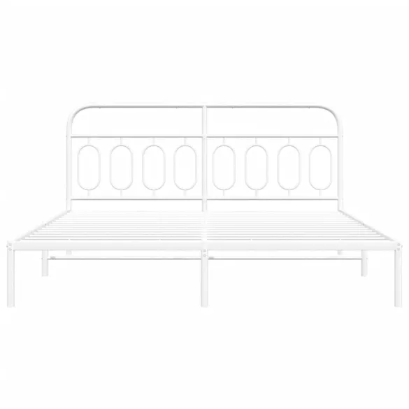 fehér fém ágykeret fejtámlával 183 x 213 cm