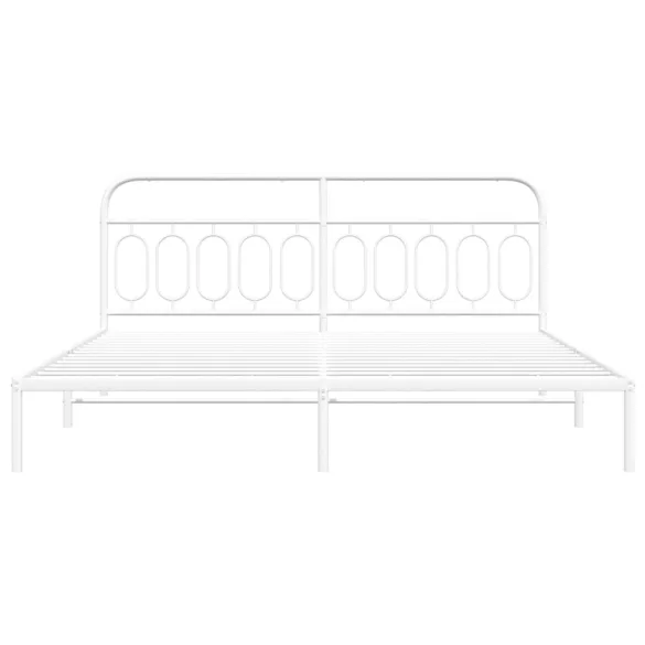fehér fém ágykeret fejtámlával 200 x 200 cm