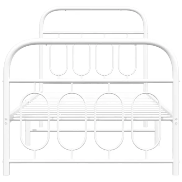 fehér fém ágykeret fej- és lábtámlával 80x200 cm