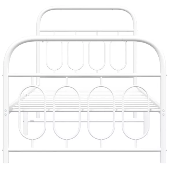 fehér fém ágykeret fej- és lábtámlával 90x200 cm