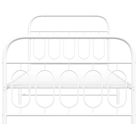 fehér fém ágykeret fej- és lábtámlával 100 x 190 cm