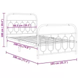 fehér fém ágykeret fej- és lábtámlával 100 x 190 cm