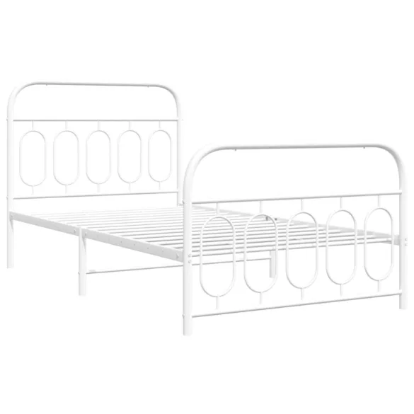 fehér fém ágykeret fej- és lábtámlával 107 x 203 cm