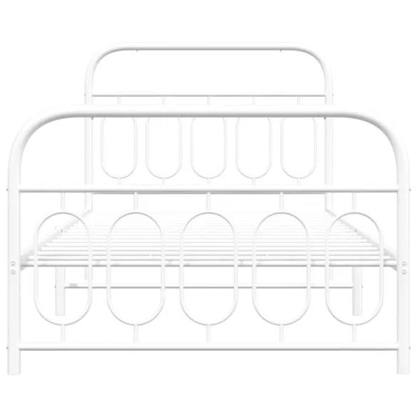 fehér fém ágykeret fej- és lábtámlával 107 x 203 cm