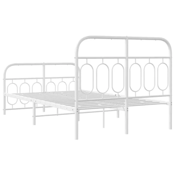 fehér fém ágykeret fej- és lábtámlával 120 x 190 cm