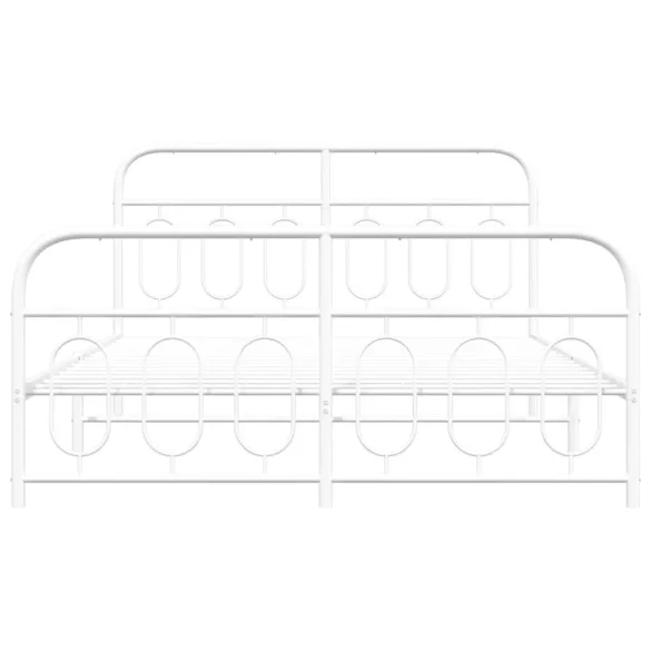 fehér fém ágykeret fej- és lábtámlával 150x200 cm