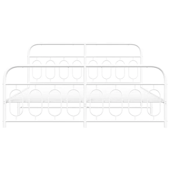 fehér fém ágykeret fej- és lábtámlával 193 x 203 cm
