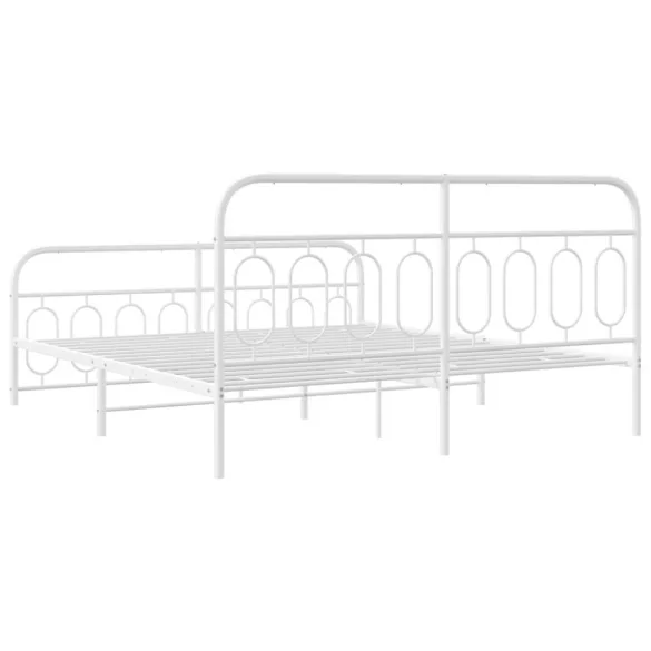 fehér fém ágykeret fej- és lábtámlával 193 x 203 cm