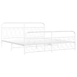 fehér fém ágykeret fej- és lábtámlával 200x200 cm