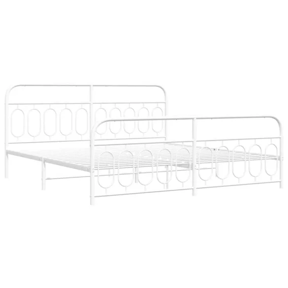 fehér fém ágykeret fej- és lábtámlával 200x200 cm