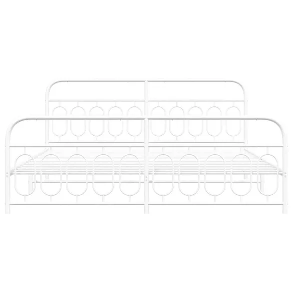 fehér fém ágykeret fej- és lábtámlával 200x200 cm