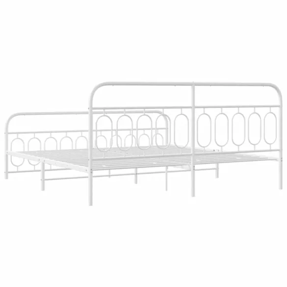 fehér fém ágykeret fej- és lábtámlával 200x200 cm