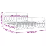 fehér fém ágykeret fej- és lábtámlával 200x200 cm