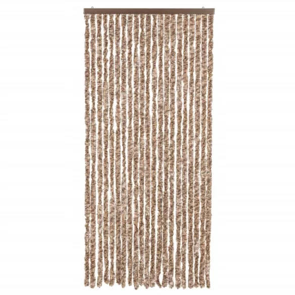 bézs és sötétbarna zsenília rovarfüggöny 90x220 cm