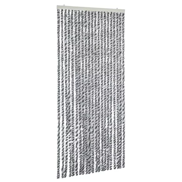 szürke és fekete és fehér zsenília rovarfüggöny 90x200 cm